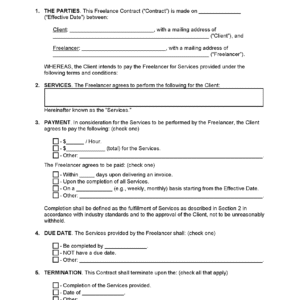 Freelancer Contract Agreement Template – Ready-to-Use Legal Document (Word, PDF, Google Docs)